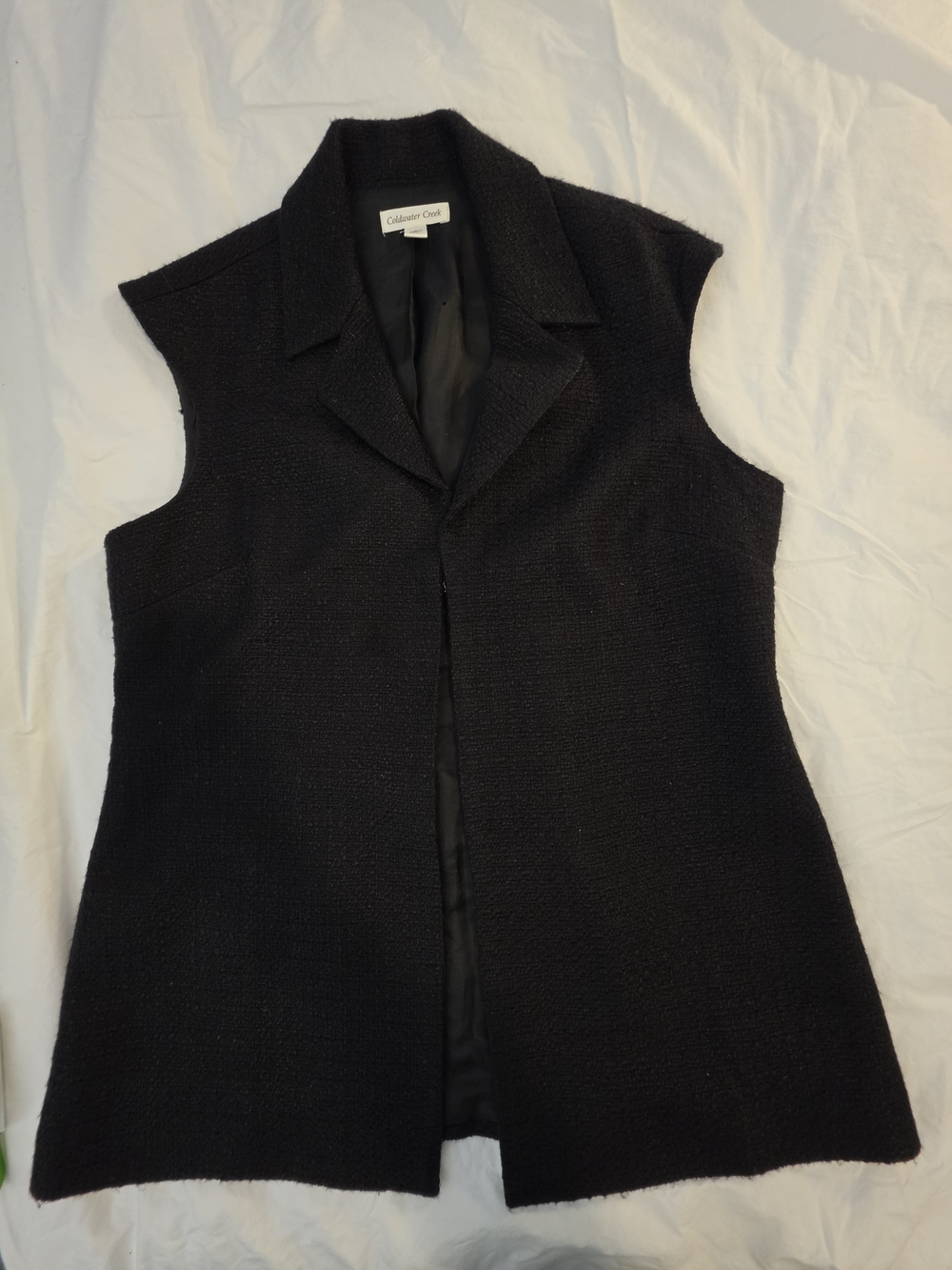 Coldwater Creek Women's Black Sleeveless Coatigan Size 16